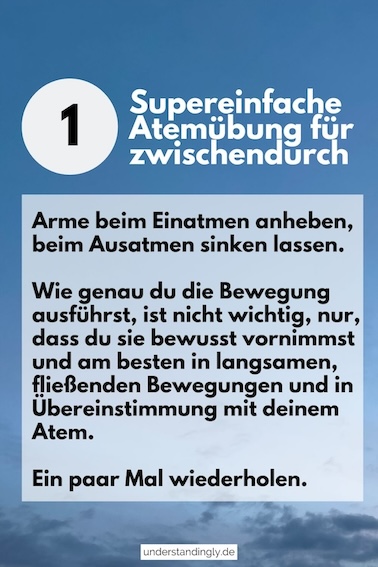 Grafik, die die eben beschriebene Atemübung noch einmal darstellt: Synchronisierung von Bewegungen und Atem.