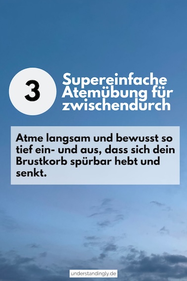 Grafik, die die eben beschriebene Atemübung noch einmal darstellt: Tief ein- und ausatmen